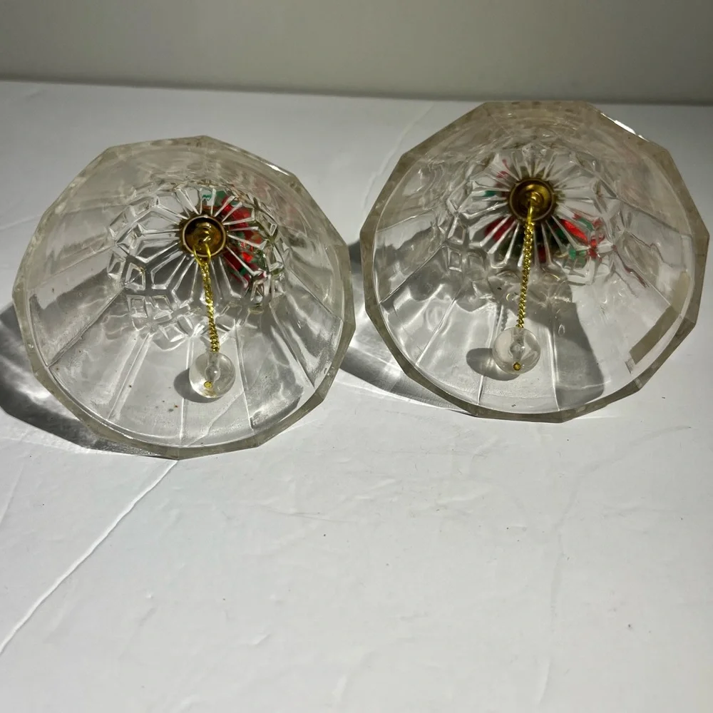 Vintage GLASS BELL W/ BRASS HANDLE Diamond Pattern Hand Bell~ Wedding Dinner 7”.